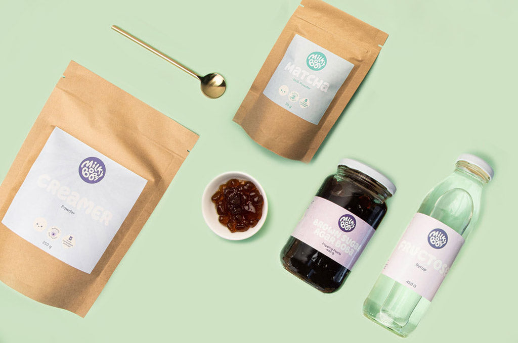 Matcha Boba Kit with all ingredients