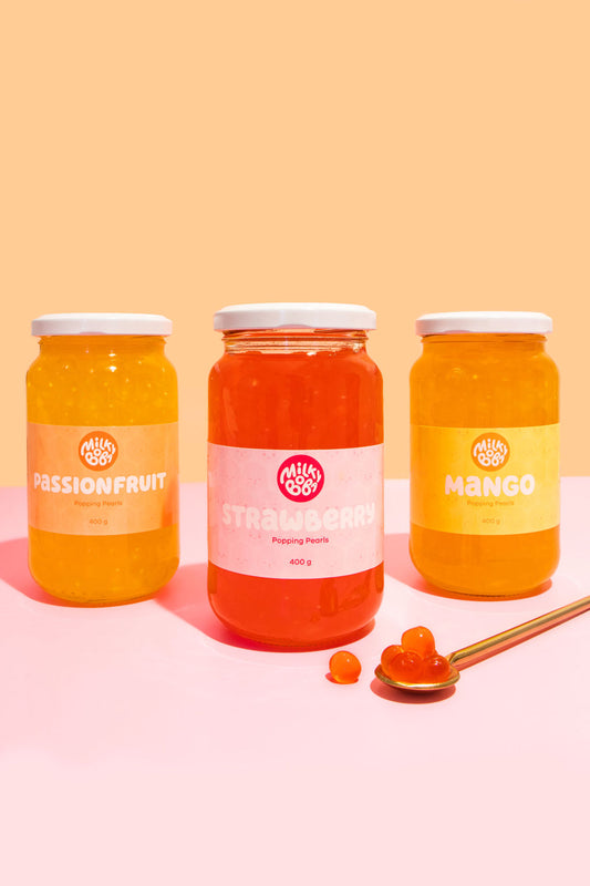 Strawberry, Mango, and Passionfruit Popping Pear Jars